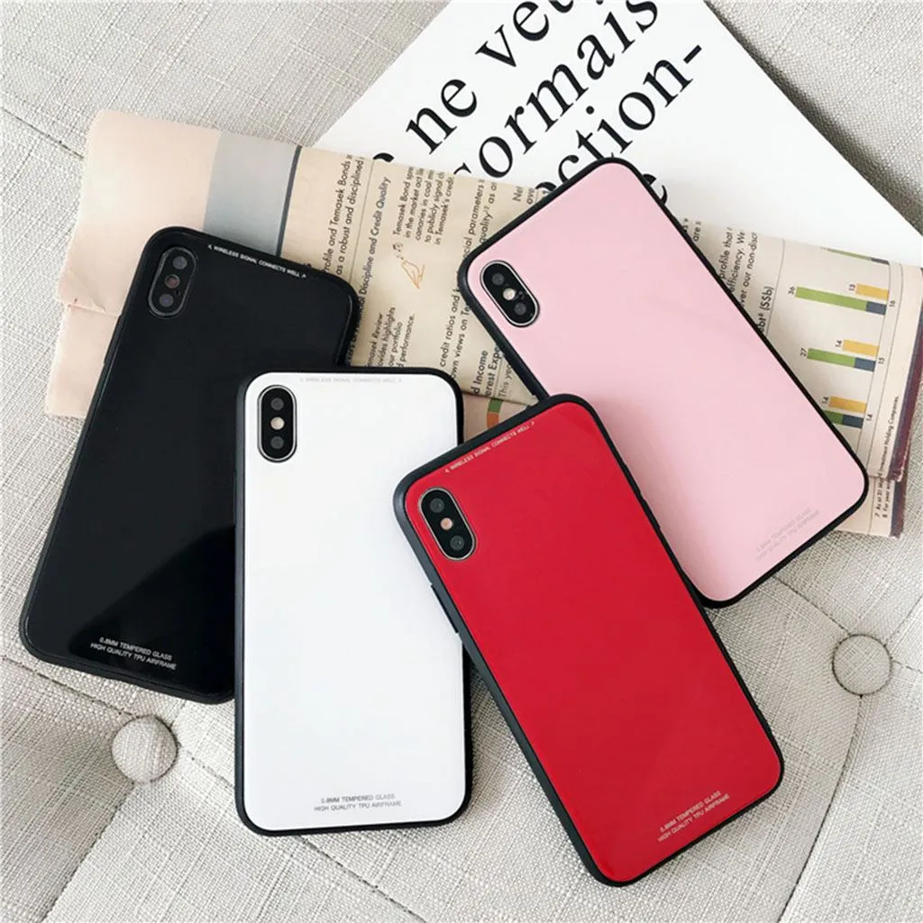 iPhone XR Slim TPU Fashion Case with 9H Tempered Glass Back