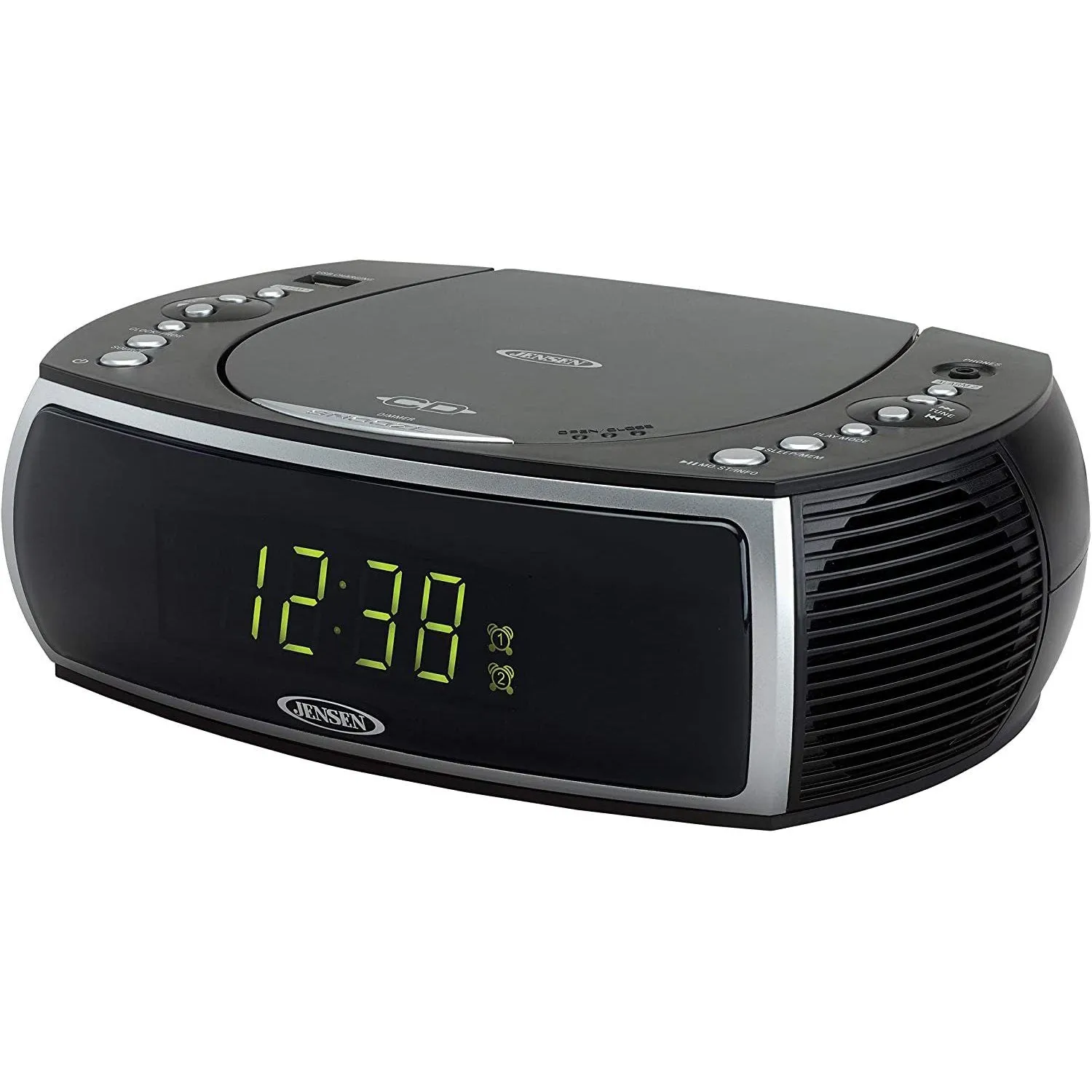 Jensen Modern Home CD Tabletop Stereo Clock Digital AM/FM Radio CD Player