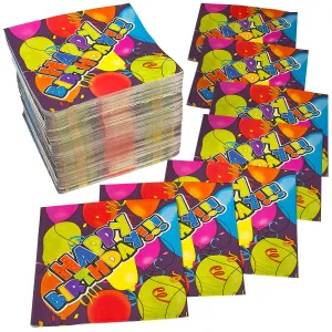 Kicko Happy Birthday Napkins - 13 Inch Disposable Paper Napkins for Parties - 250 Pieces