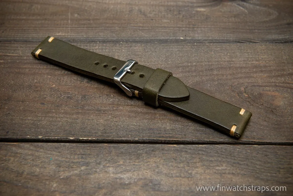 Leather Watch Strap, Italian Vachetta watch band. Handmade in Finland, 16,17,18,19,20,21,22,23,24,25,26 mm.