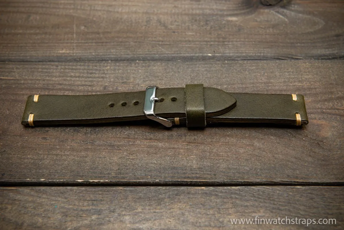 Leather Watch Strap, Italian Vachetta watch band. Handmade in Finland, 16,17,18,19,20,21,22,23,24,25,26 mm.