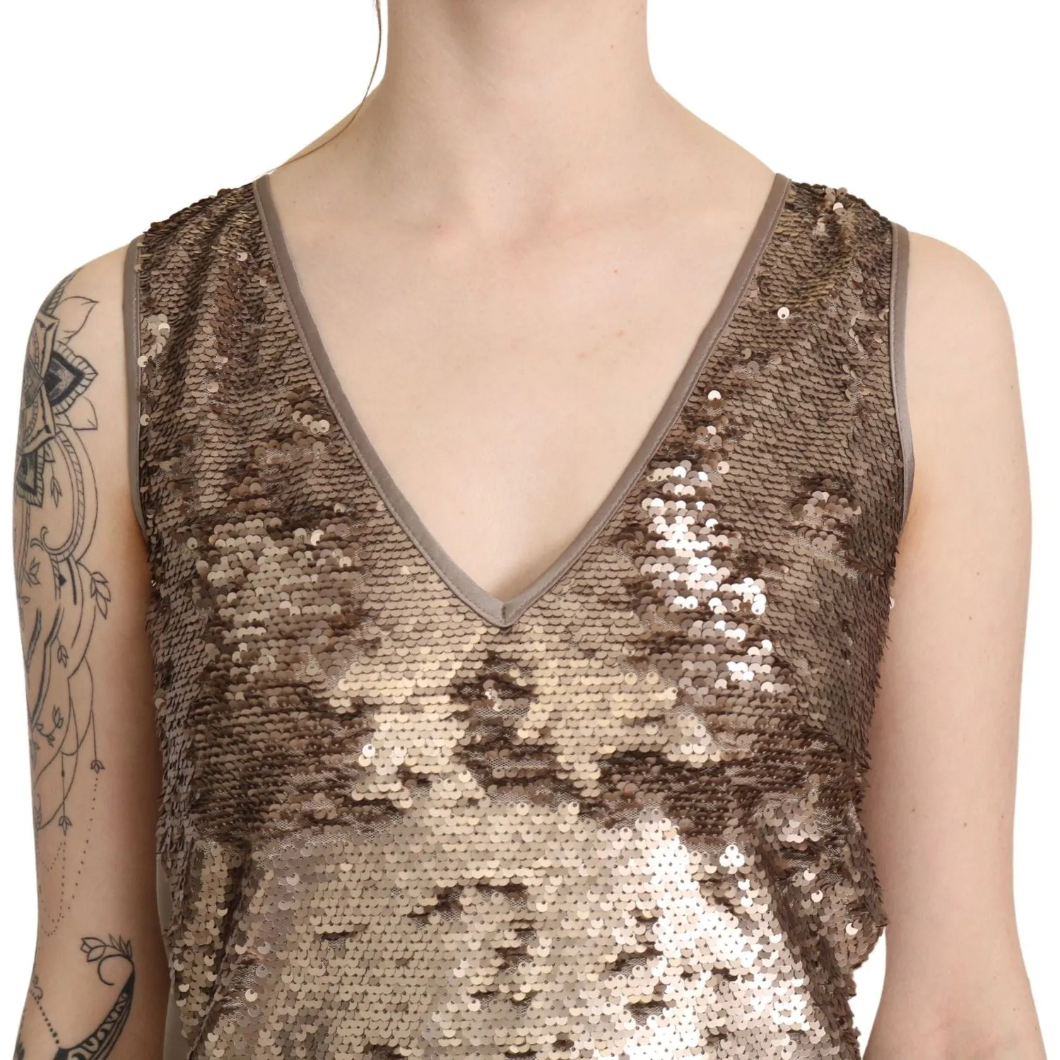 Liu Jo Glamorous V-Neck Sleeveless Sequin Mini Dress