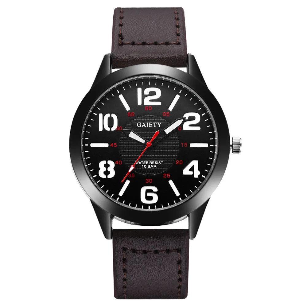 Male Fashion  Leather Strap Quartz Watch