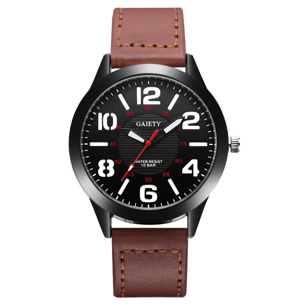 Male Fashion  Leather Strap Quartz Watch