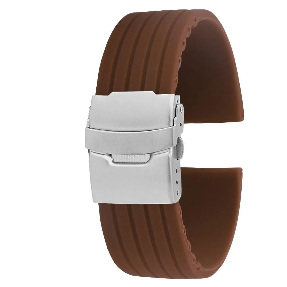 Napoli Solid Silicone Watch Strap With Push Button Deployant Clasp