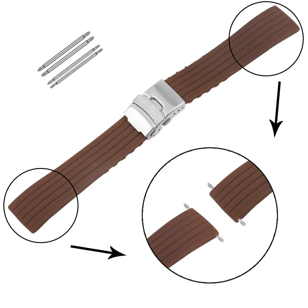 Napoli Solid Silicone Watch Strap With Push Button Deployant Clasp