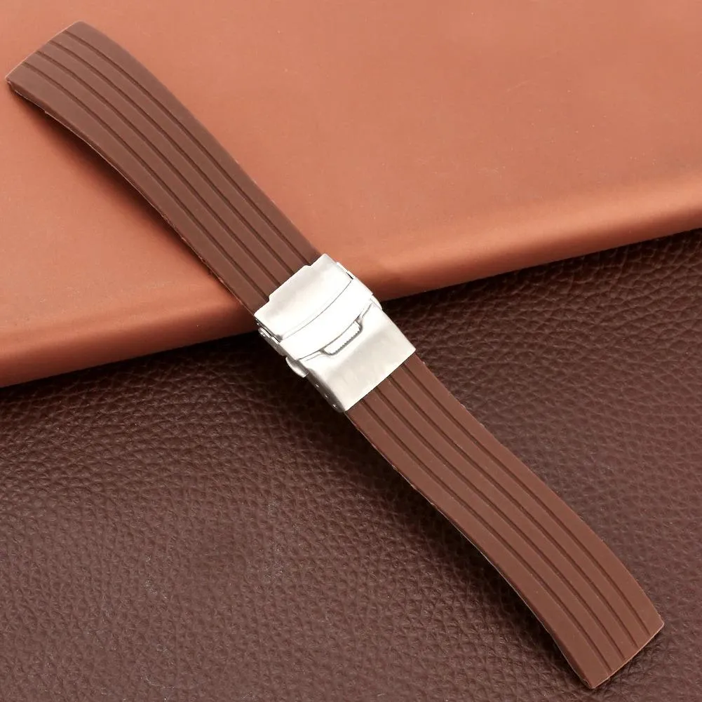 Napoli Solid Silicone Watch Strap With Push Button Deployant Clasp