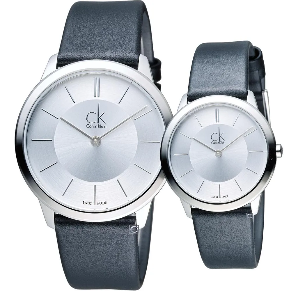 NEW Calvin Klein Minimal Leather Men Watches - Silver Dial K3M211C6