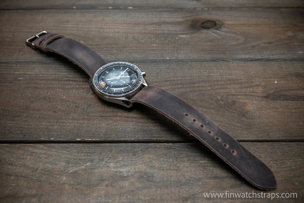 One-piece military watch band, Horween leather watch strap 10-26mm.