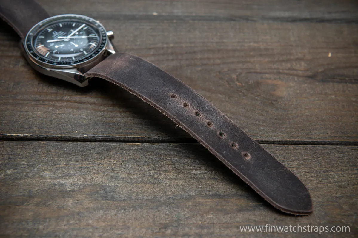 One-piece military watch band, Horween leather watch strap 10-26mm.