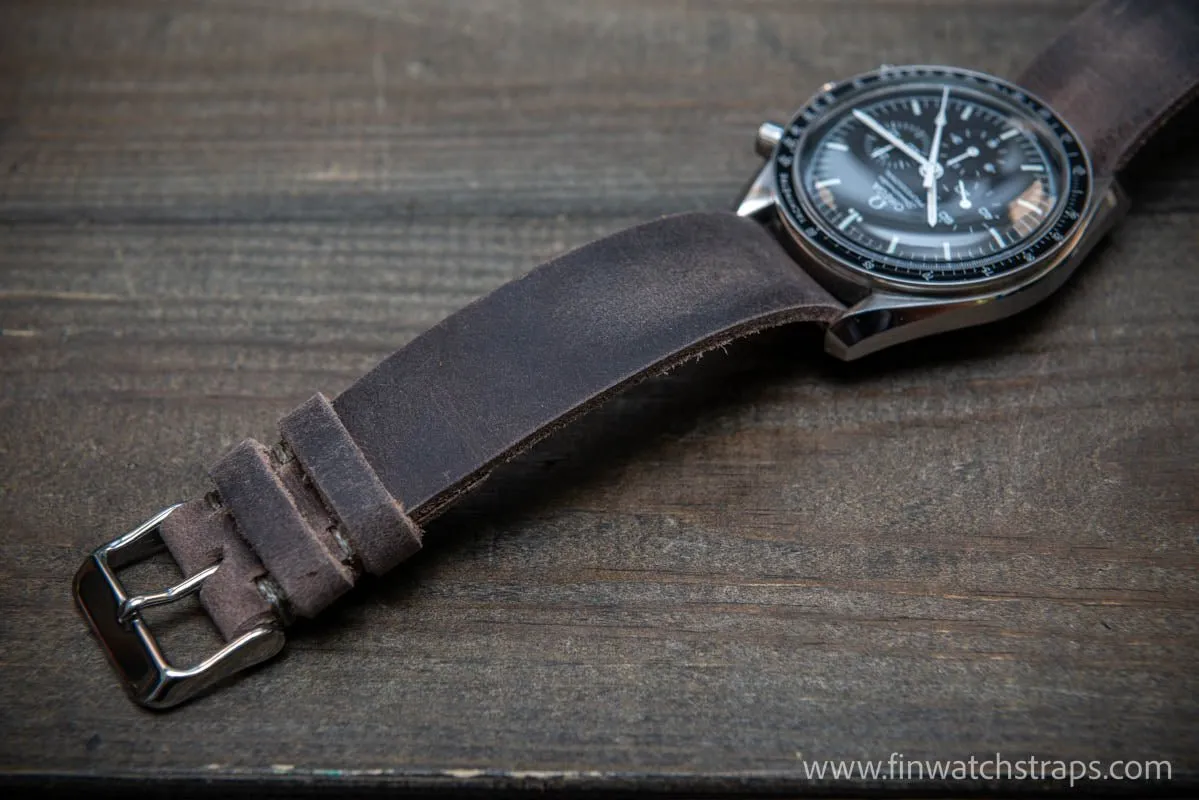 One-piece military watch band, Horween leather watch strap 10-26mm.