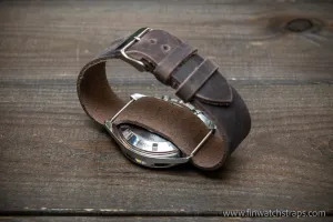 One-piece military watch band, Horween leather watch strap 10-26mm.