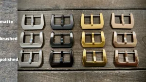 Panerai -style buckle, stainless steel (polished, matte, brushed) 18 mm, 20mm, 22 mm, 24 mm.