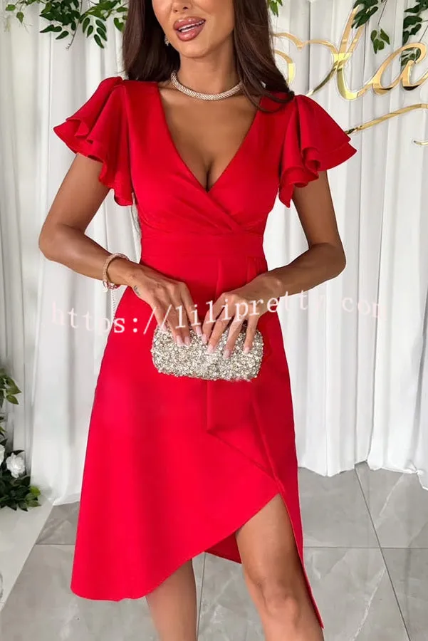 Perfect for Elegant Cascading Ruffle Design Formal Midi Dress