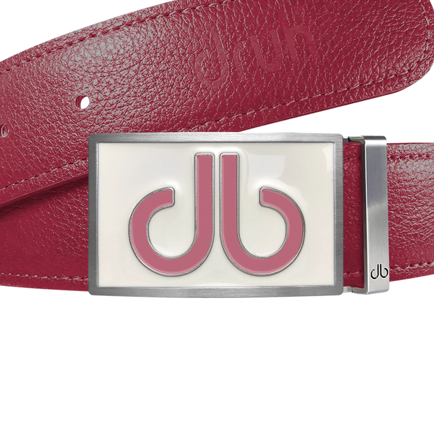 Pink Full Grain Leather Texture Belt with Buckle