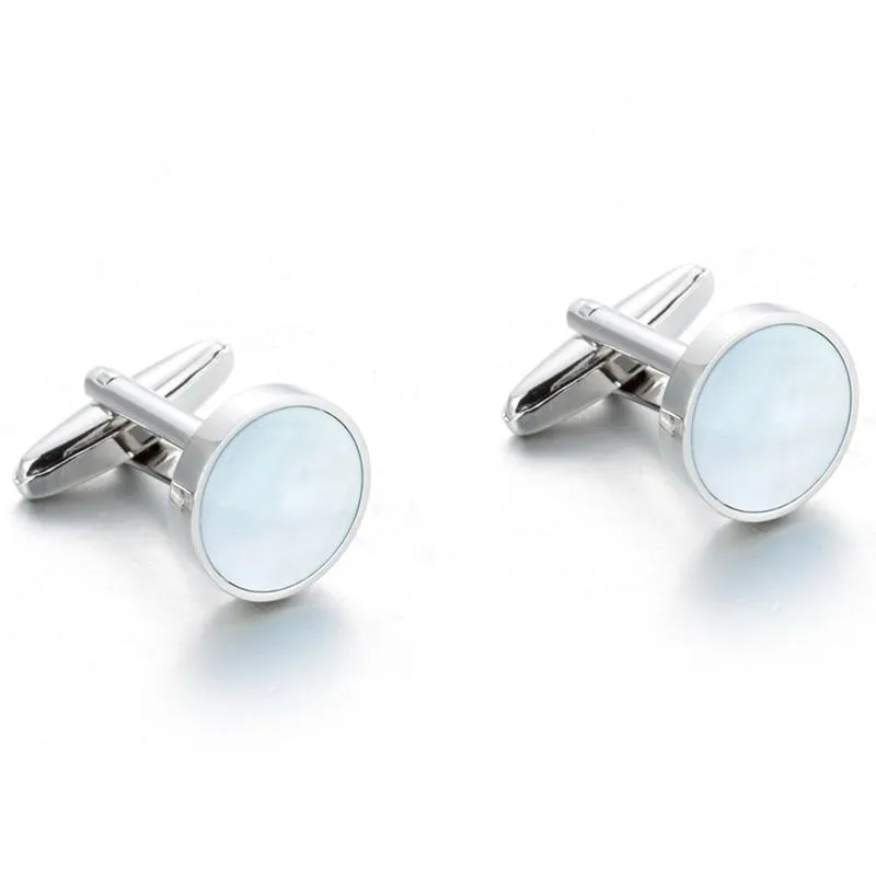 Round Sea Shell Silver-Tone Cufflinks