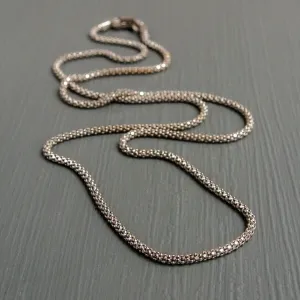 Solid 925 Oxidized Sterling Silver  1.8MM Italian Popcorn Coreana Chain