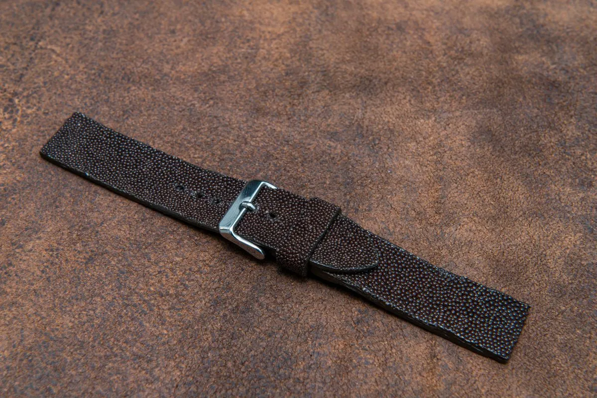 Stingray leather watch strap/ dark brown