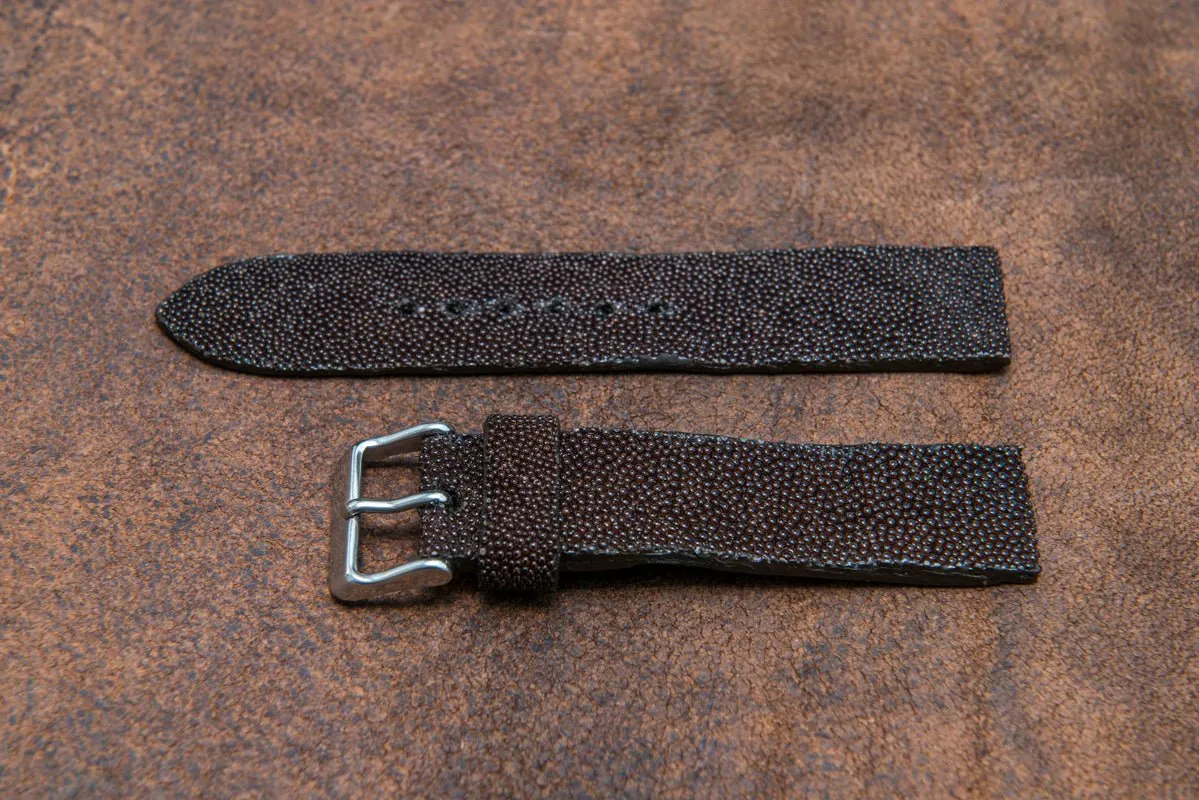 Stingray leather watch strap/ dark brown