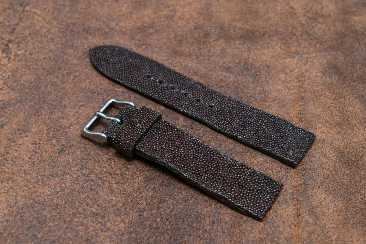 Stingray leather watch strap/ dark brown