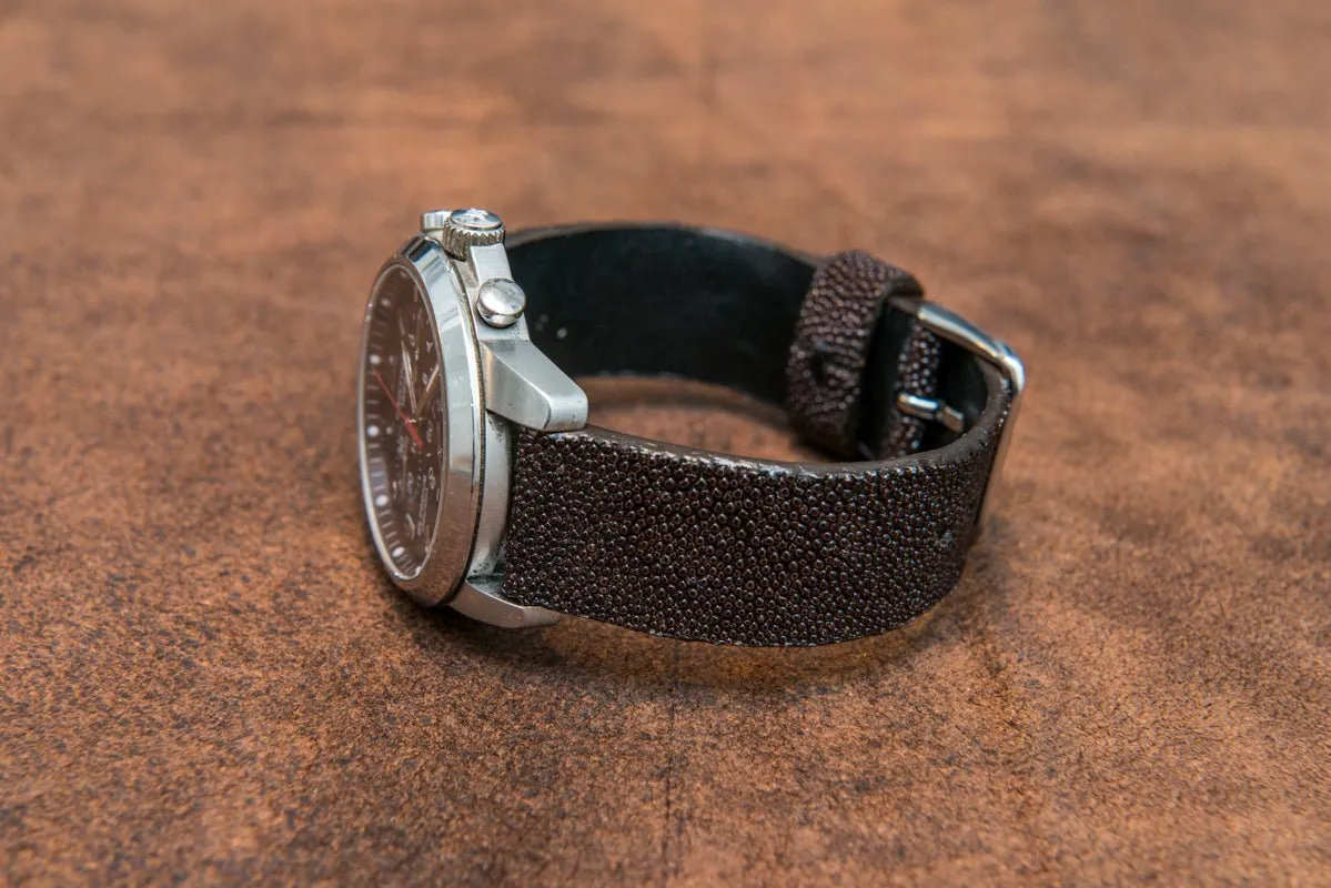 Stingray leather watch strap/ dark brown