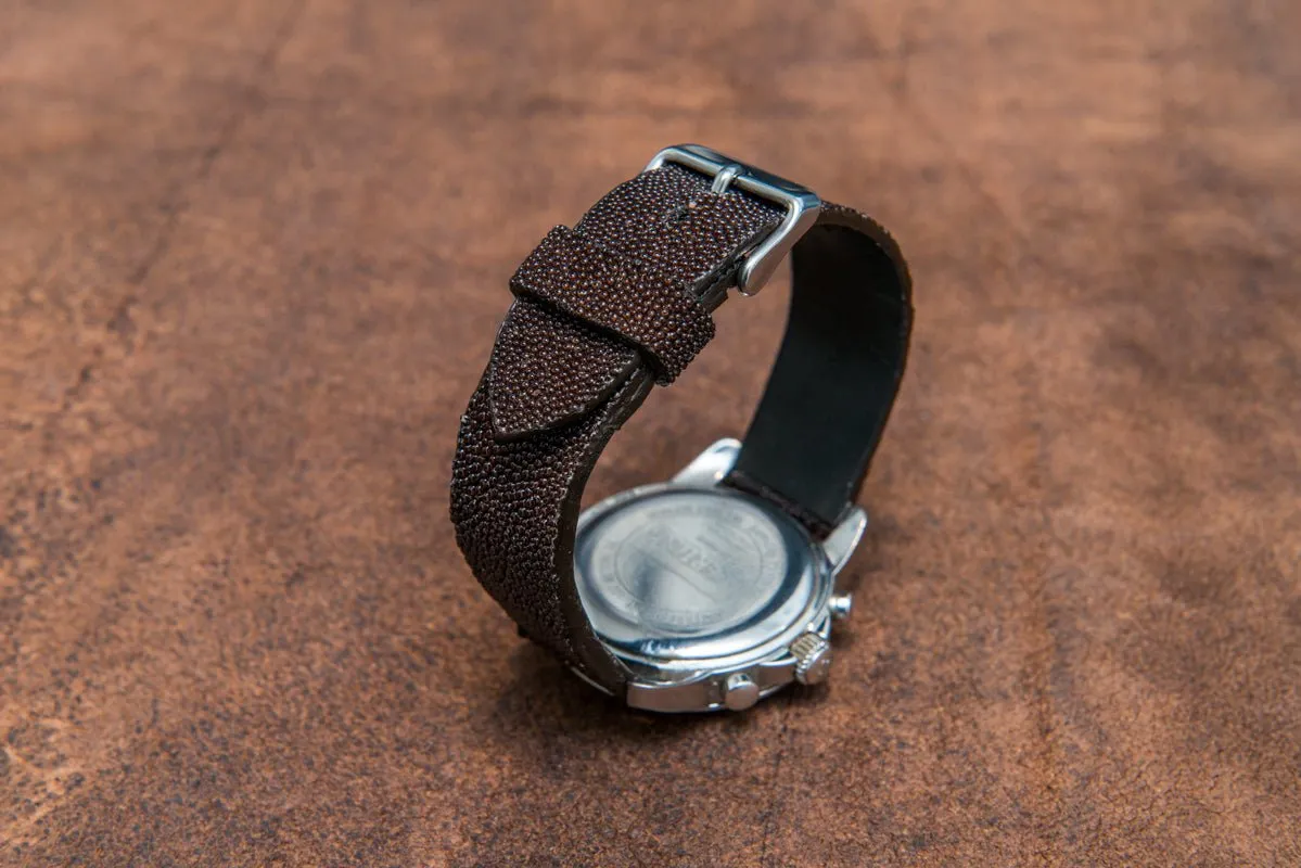 Stingray leather watch strap/ dark brown