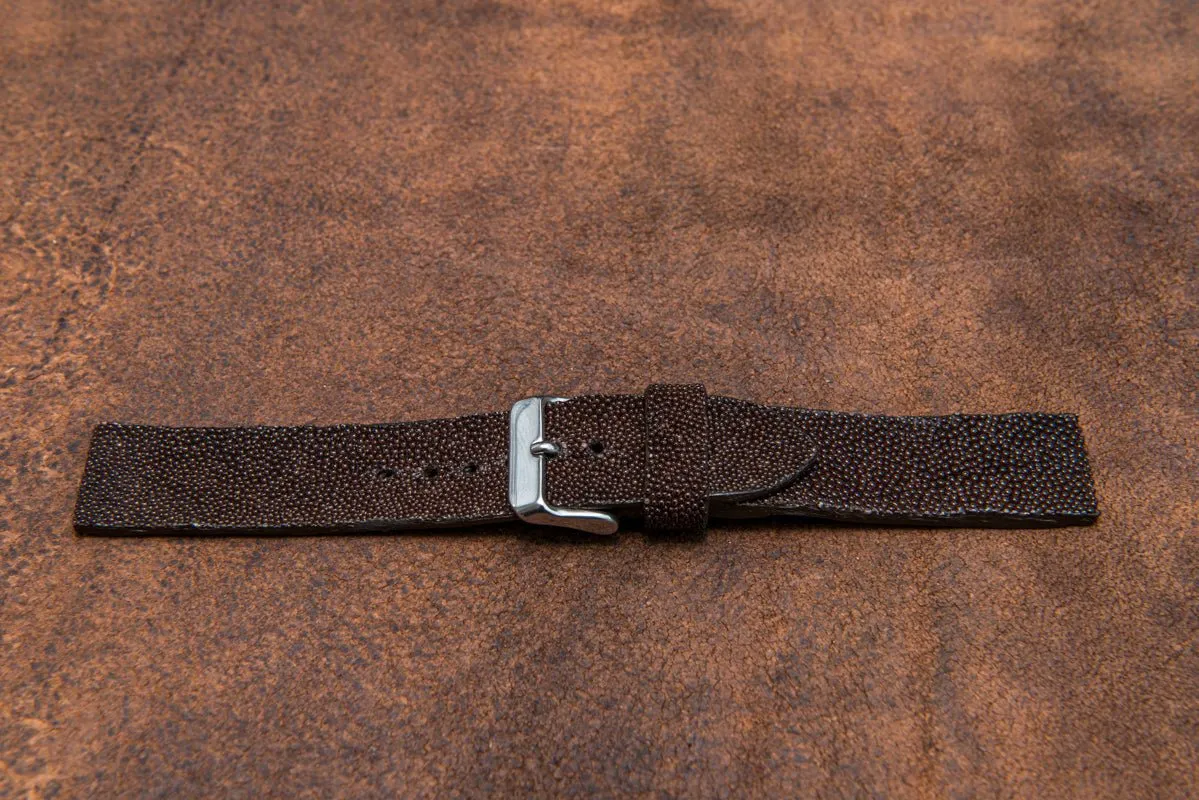 Stingray leather watch strap/ dark brown