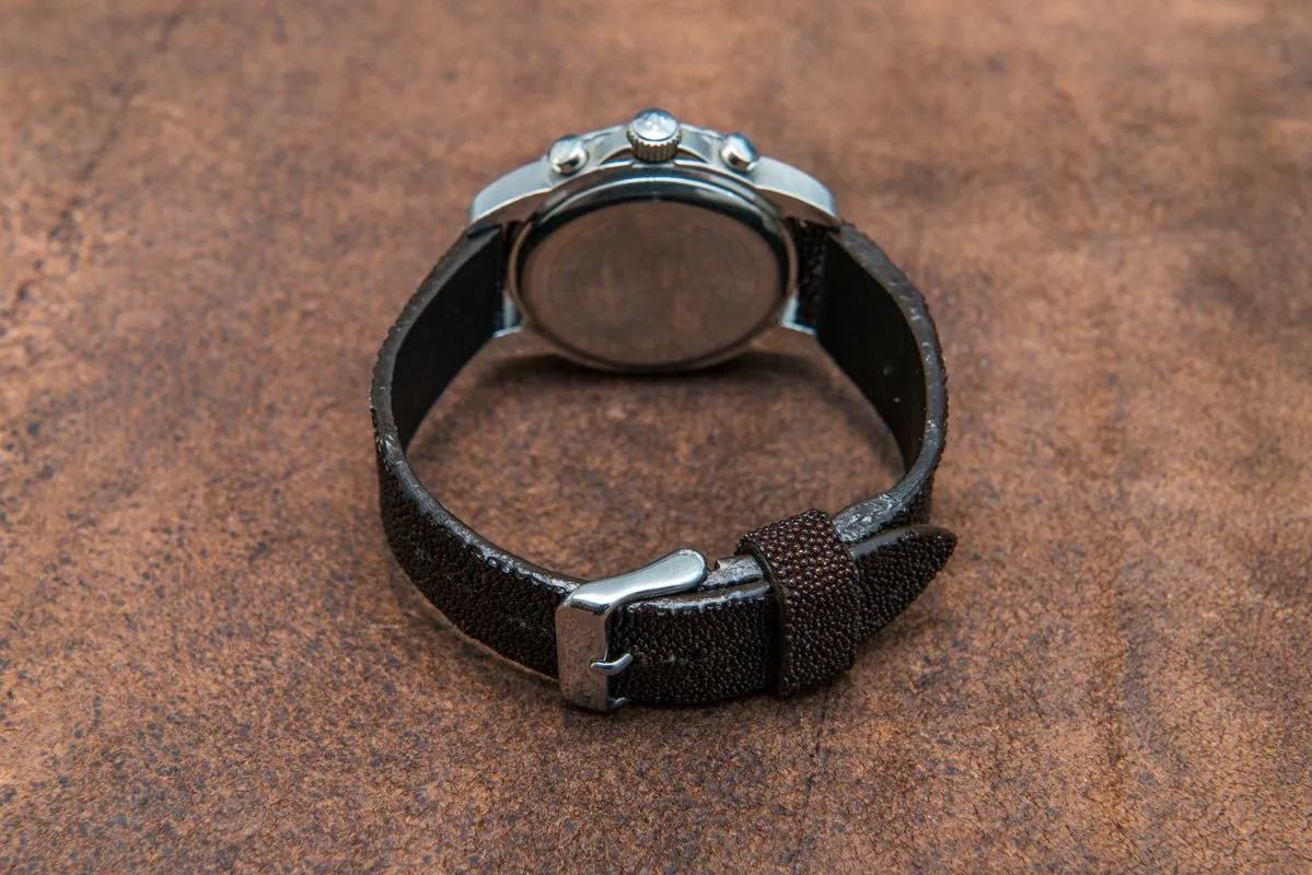 Stingray leather watch strap/ dark brown