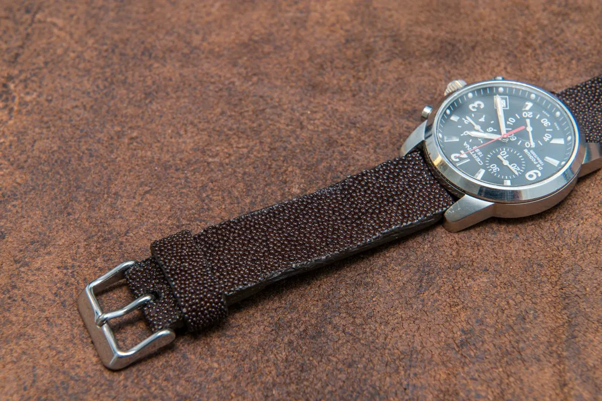 Stingray leather watch strap/ dark brown