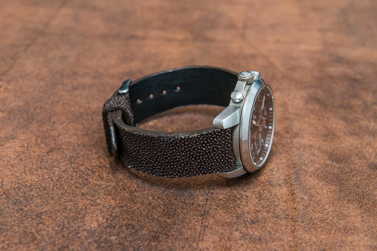 Stingray leather watch strap/ dark brown