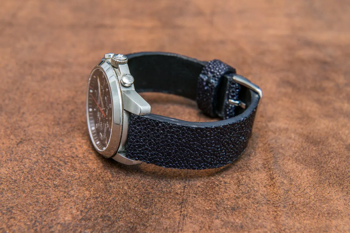 Stingray leather watch strap/ night blue