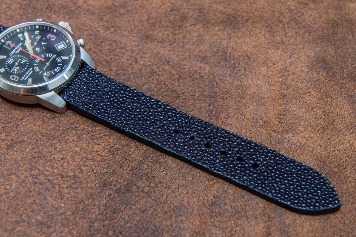 Stingray leather watch strap/ night blue