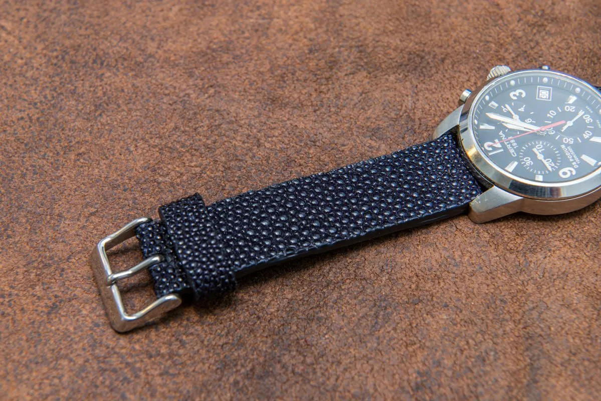 Stingray leather watch strap/ night blue