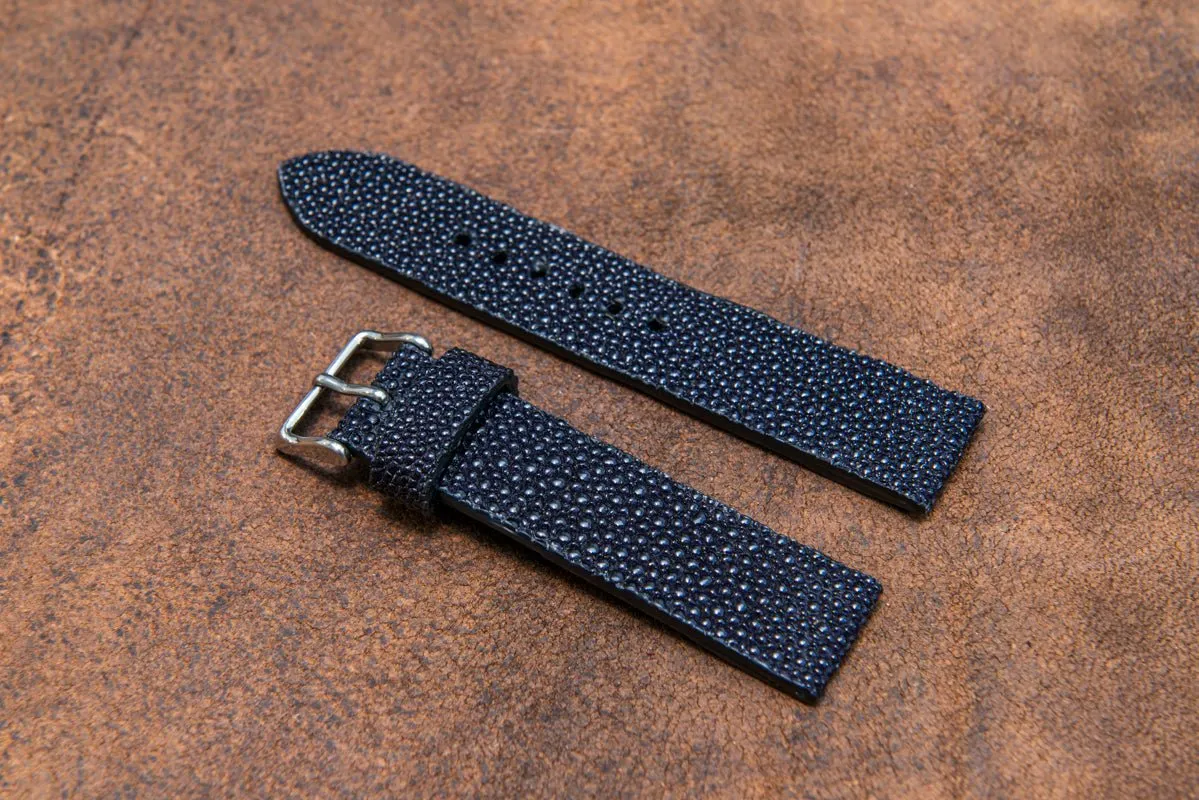 Stingray leather watch strap/ night blue