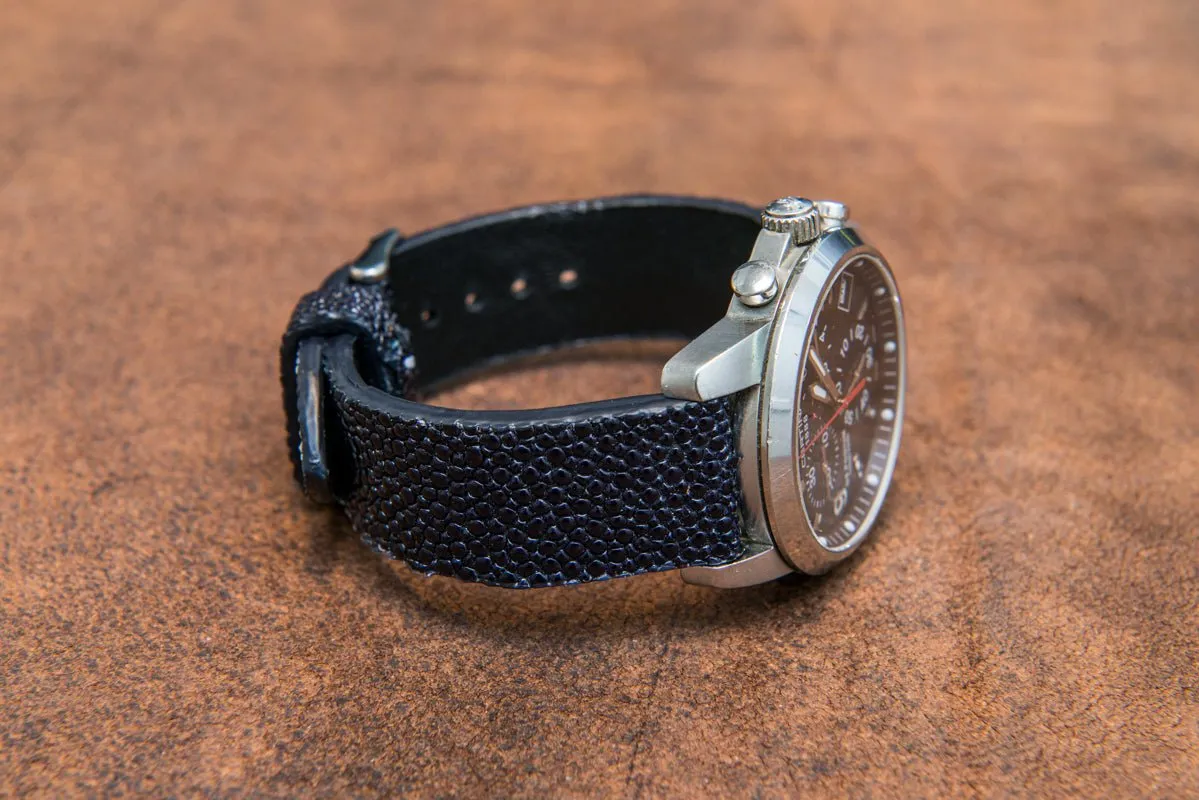 Stingray leather watch strap/ night blue