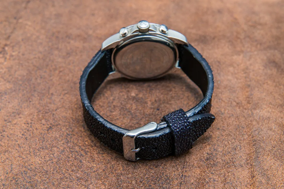 Stingray leather watch strap/ night blue