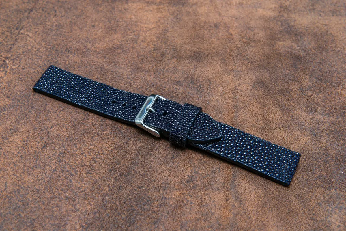 Stingray leather watch strap/ night blue