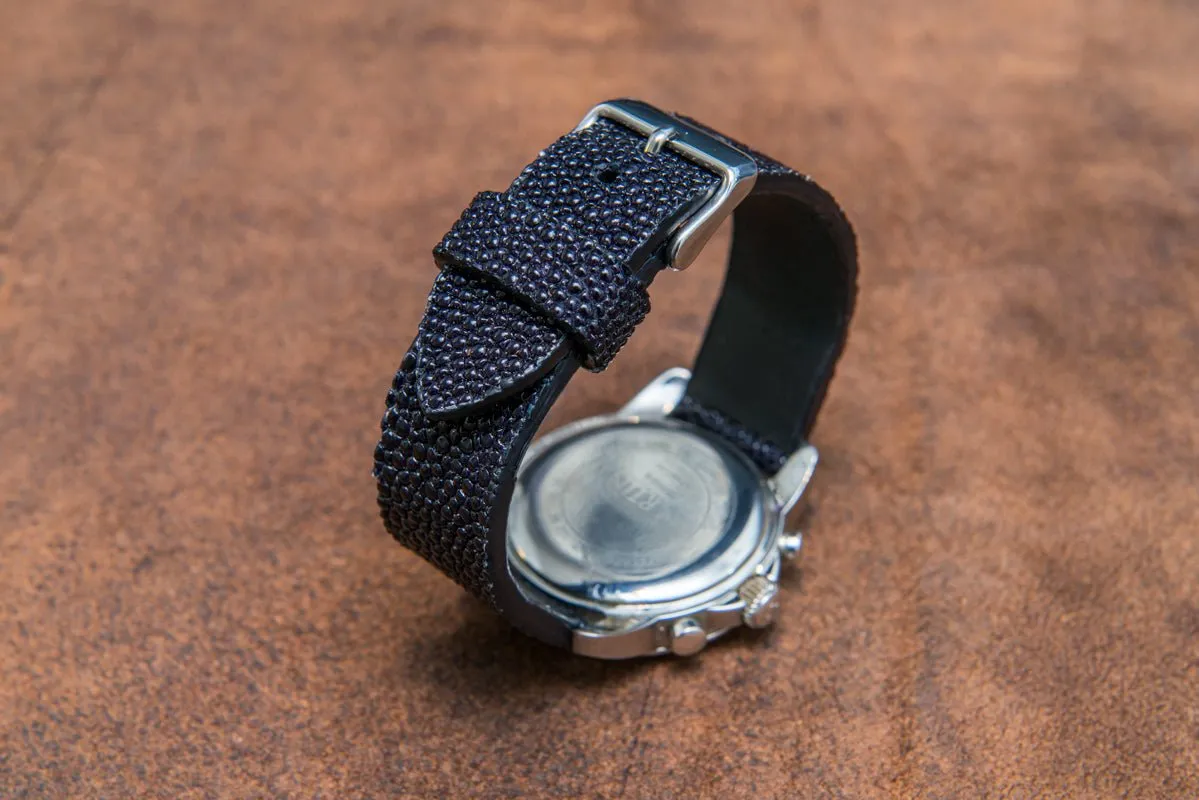 Stingray leather watch strap/ night blue