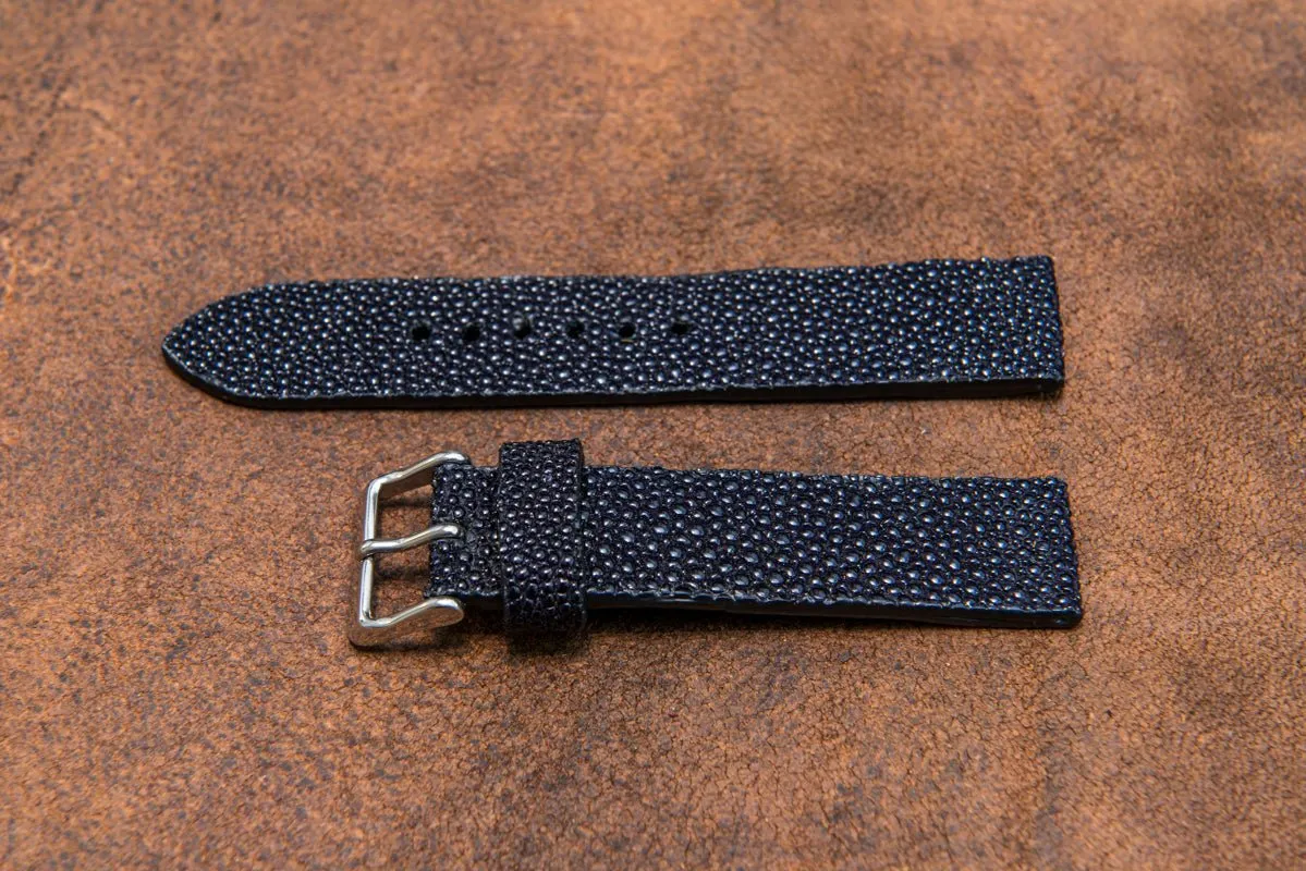 Stingray leather watch strap/ night blue