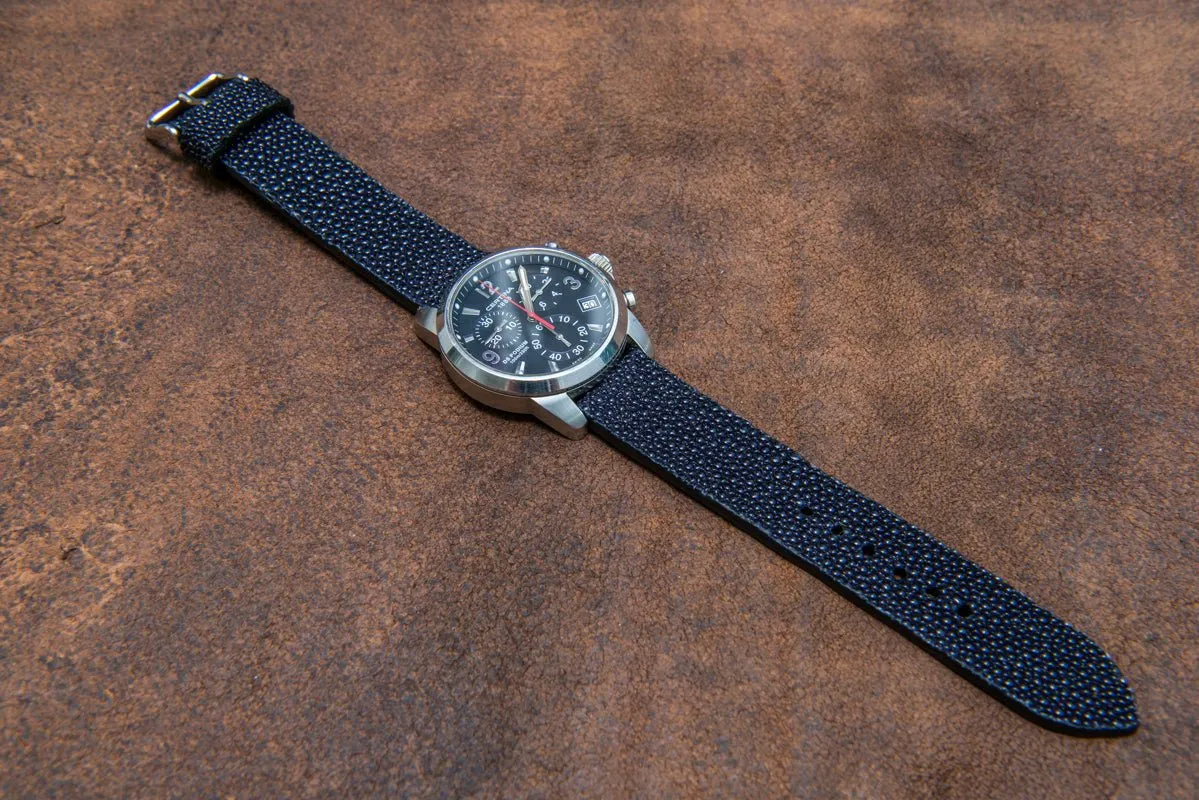 Stingray leather watch strap/ night blue