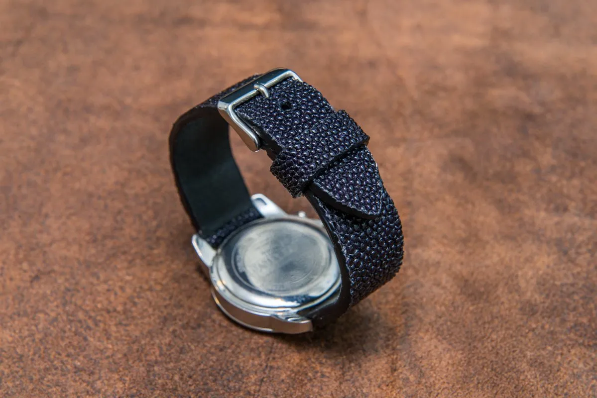 Stingray leather watch strap/ night blue