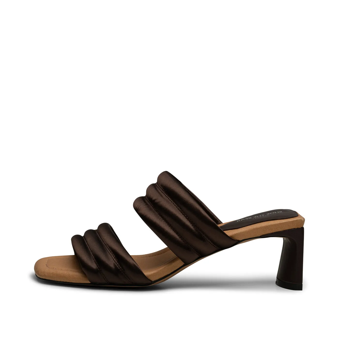 Sylvi heel textile - BROWN SATIN