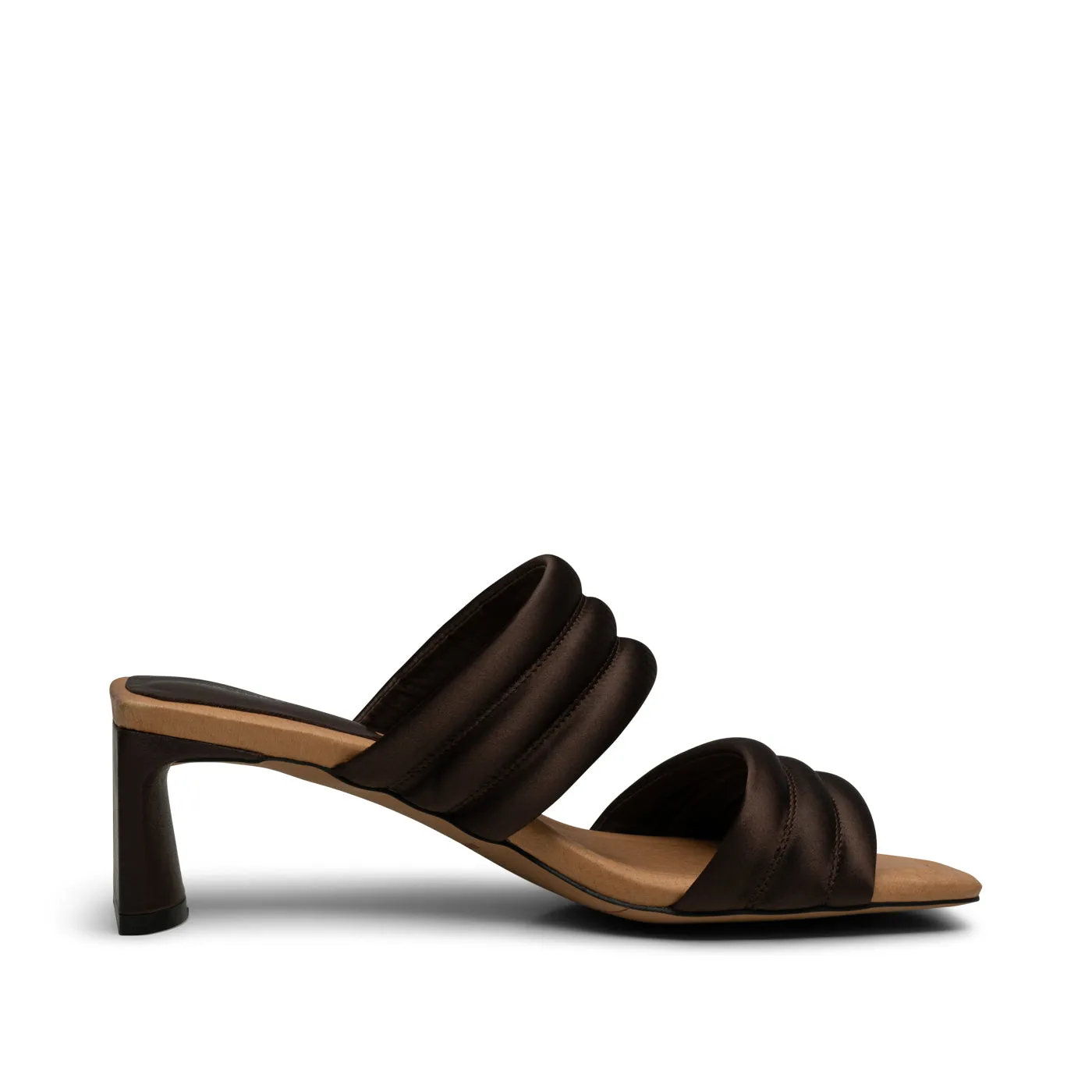 Sylvi heel textile - BROWN SATIN