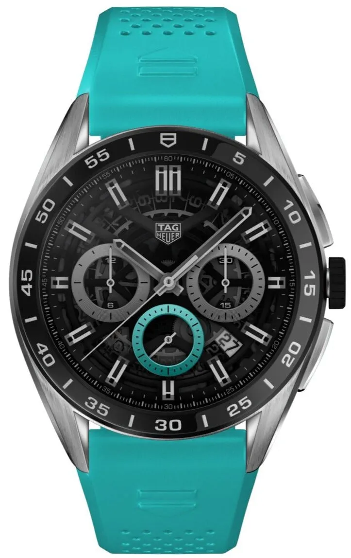 TH Watch Connected Calibre E4 45 Light Blue Rubber