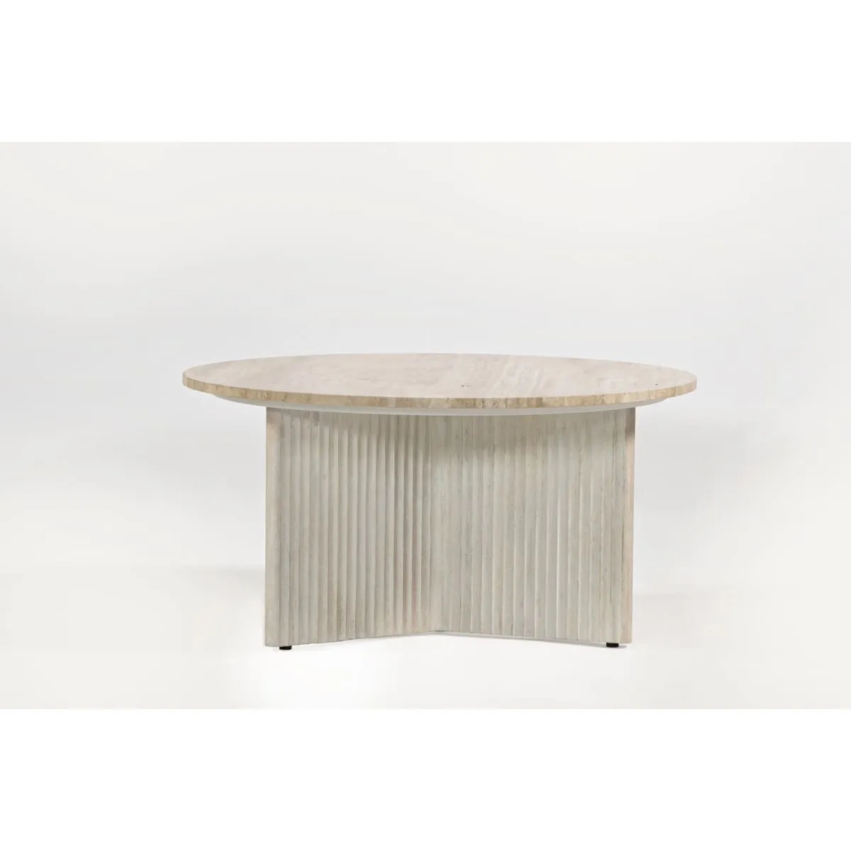 Travis Round Travertine Top Coffee Table