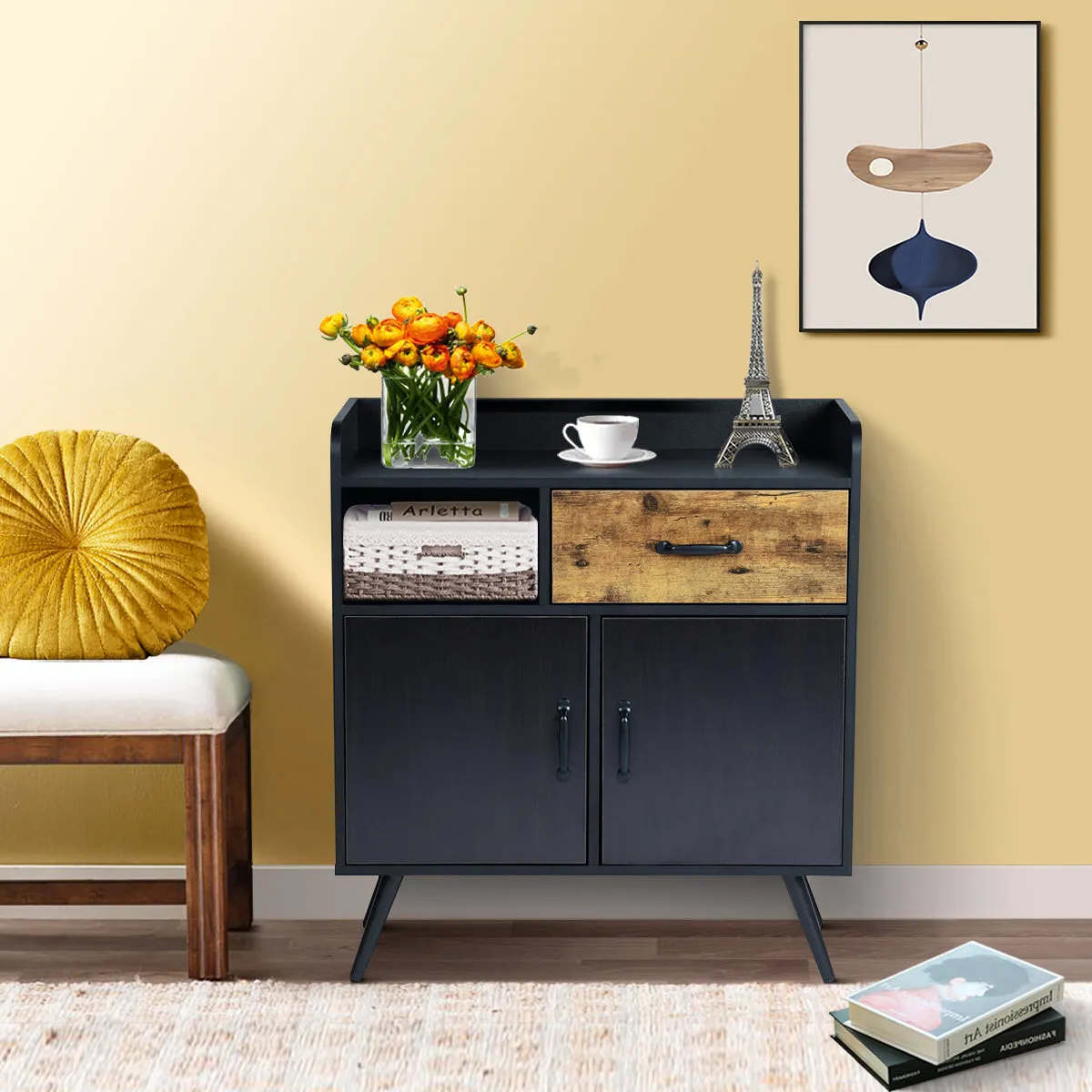 Vold Black Manufactured Wood Sideboard - Homy Casa