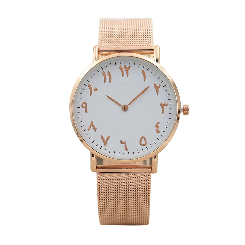 Women Arabic numerals Quartz Stainless Steel Watch